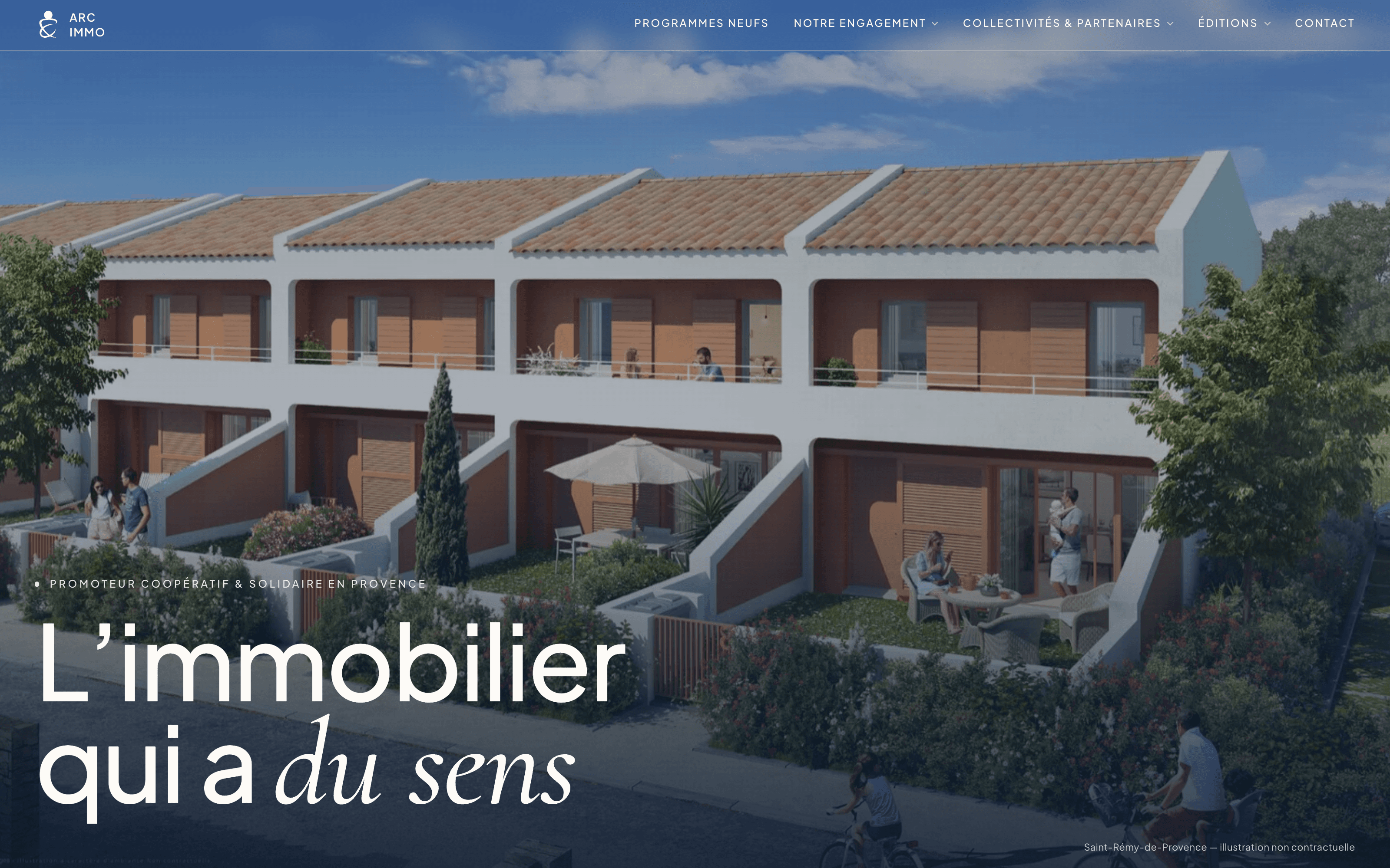 Page d'accueil du site Arc Immo
