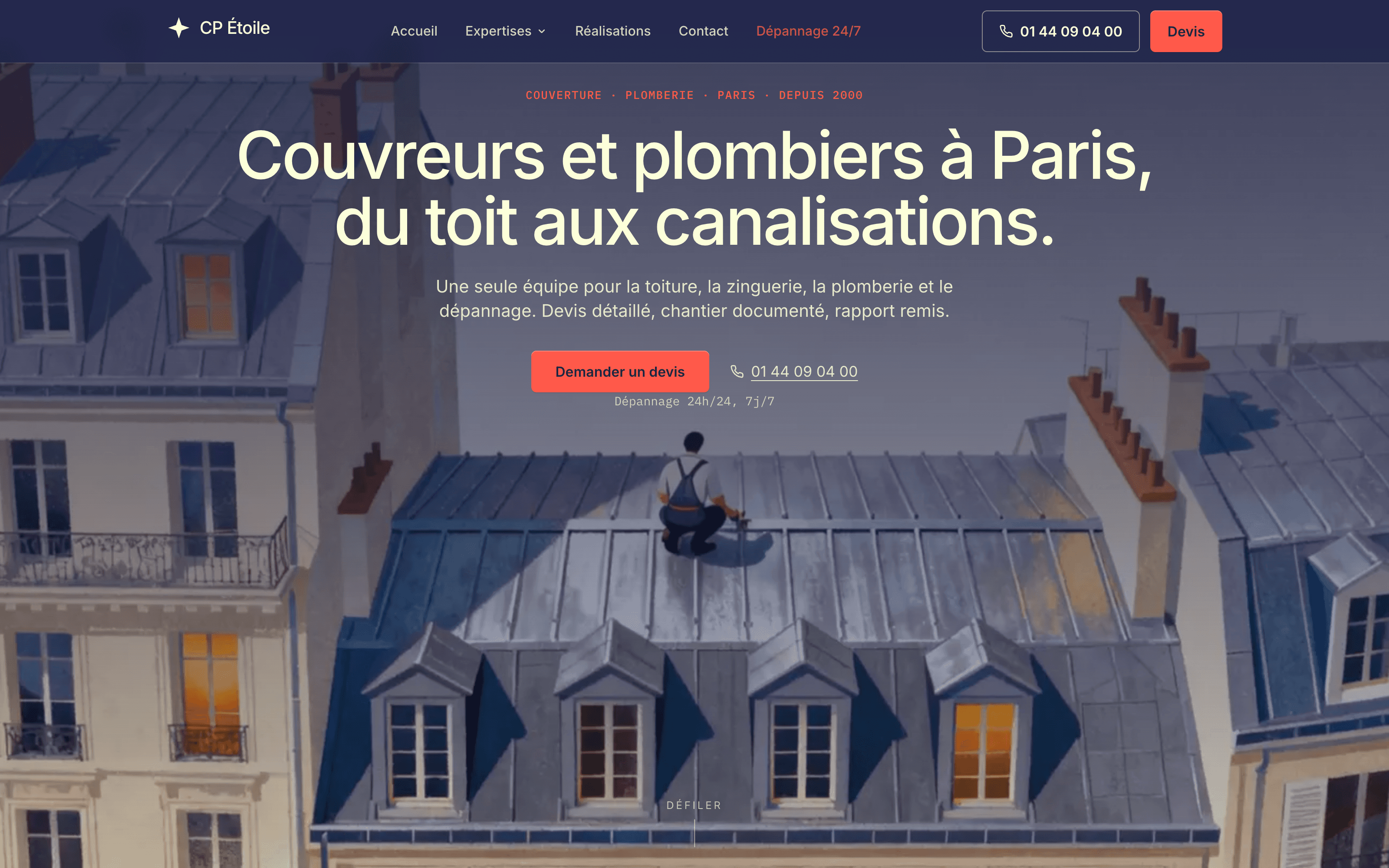 Page d'accueil du site CP Étoile