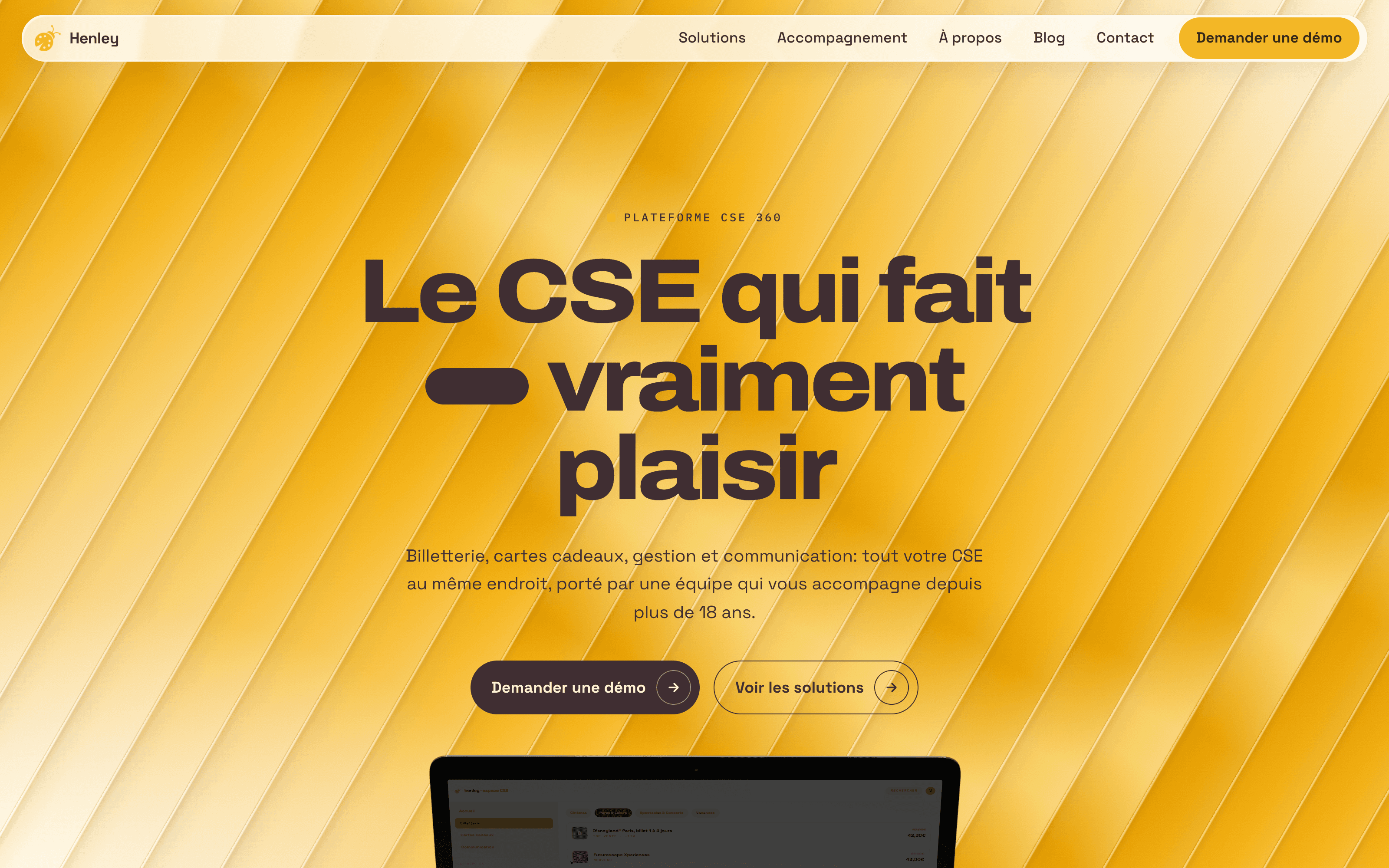 Page d'accueil du site Henley