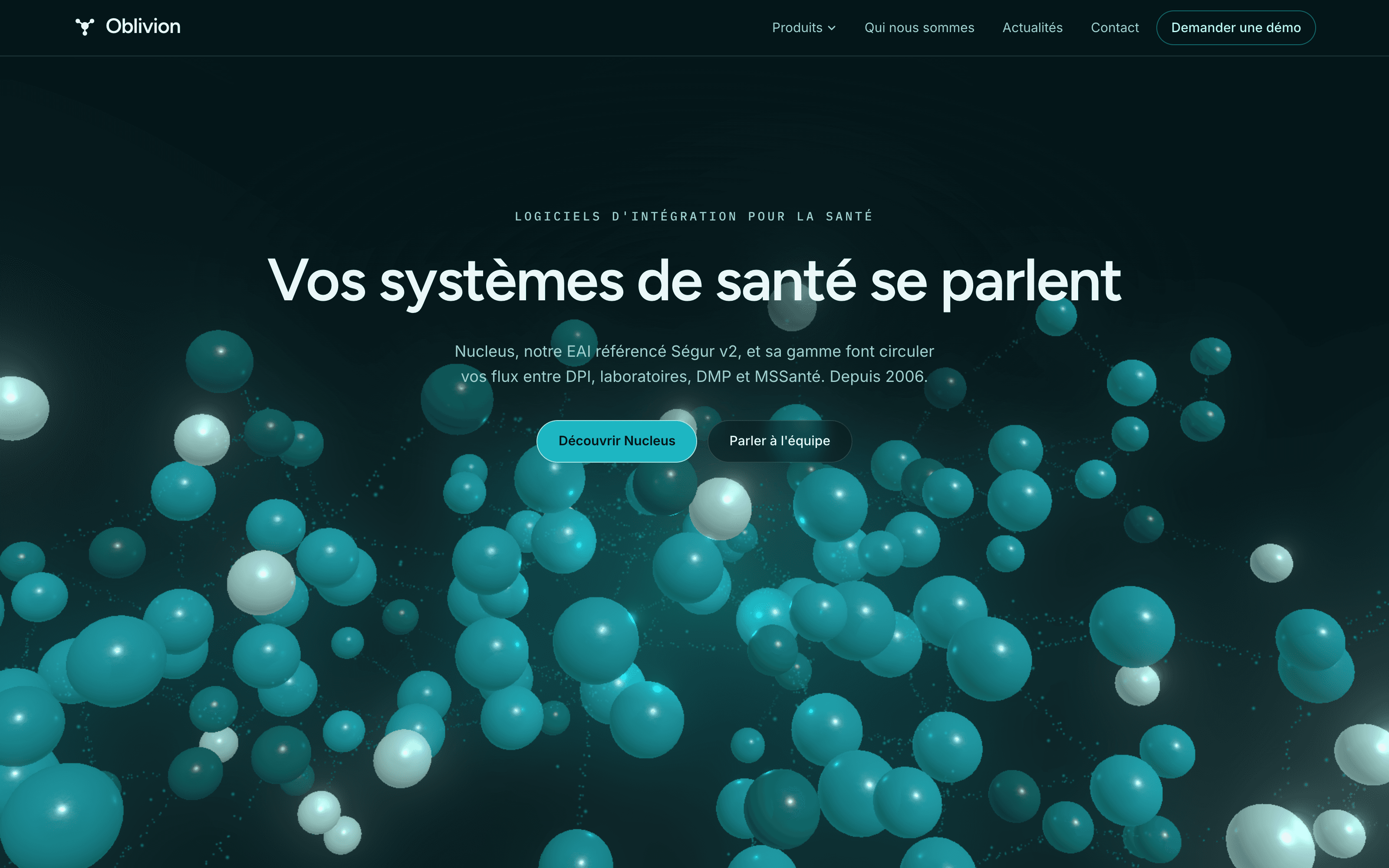 Page d'accueil du site Oblivion